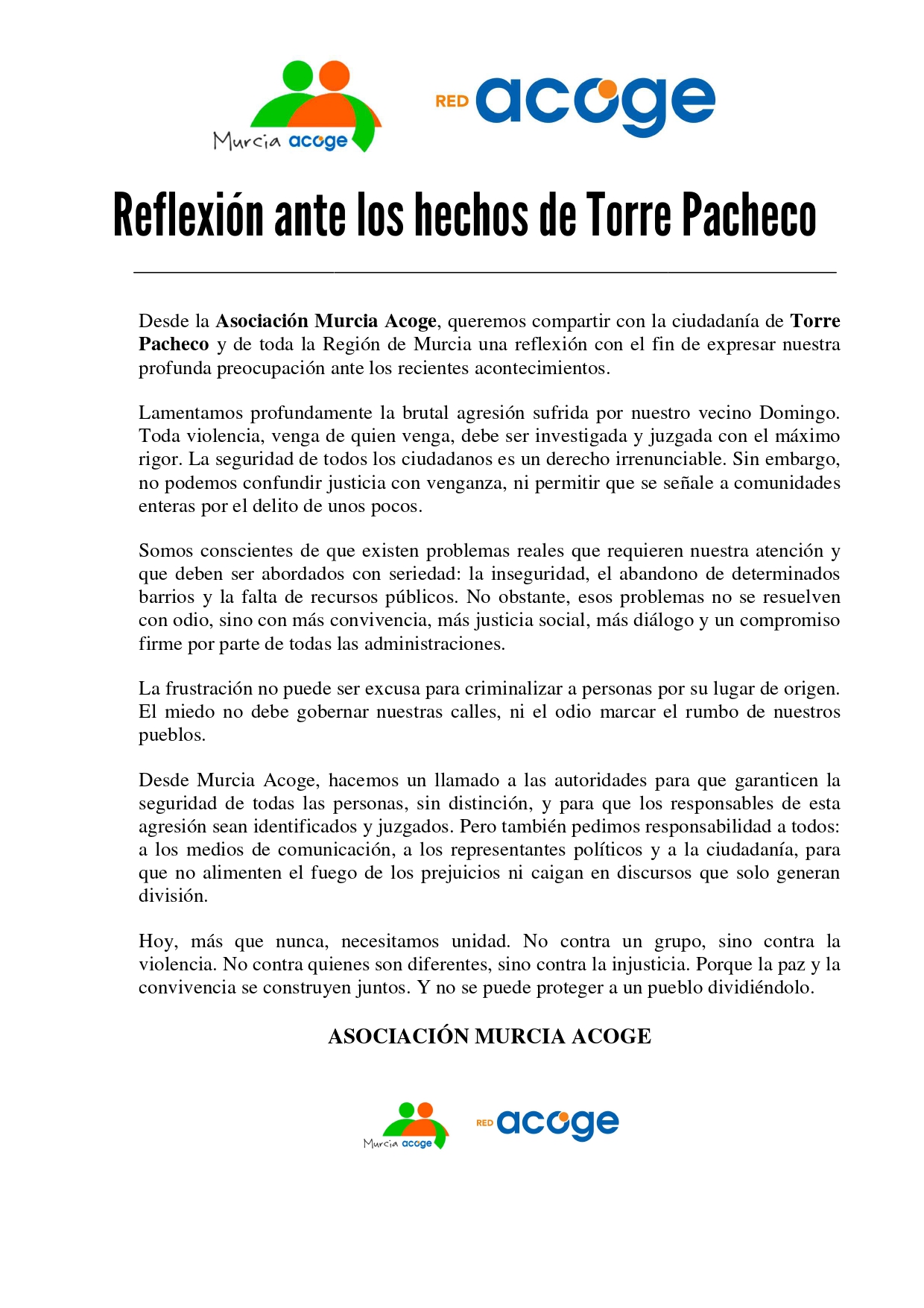 Reflexión ante los hechos de Torre Pacheco height=300px loading=